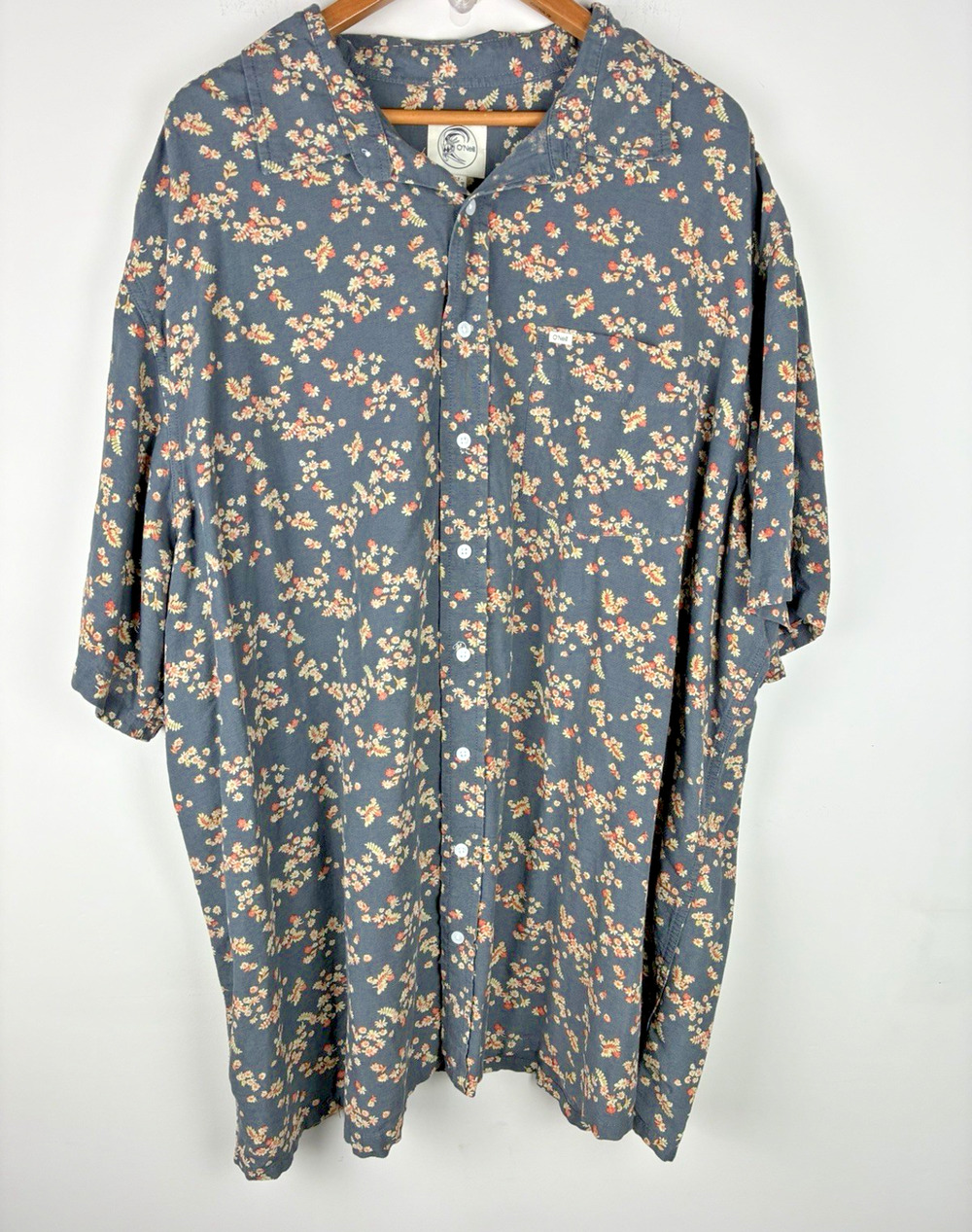 O'Neill Mens 3XLT Tall Navy Floral Button Up Shirt Short Sleeve Fall Boho